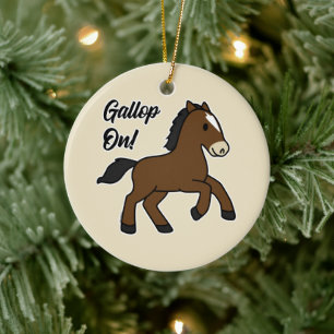 Adorno De Cerámica ¡Galopa! Diseño adorable de caballo Kawaii