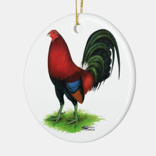 Adorno De Cerámica Gamecock: rojo oscuro