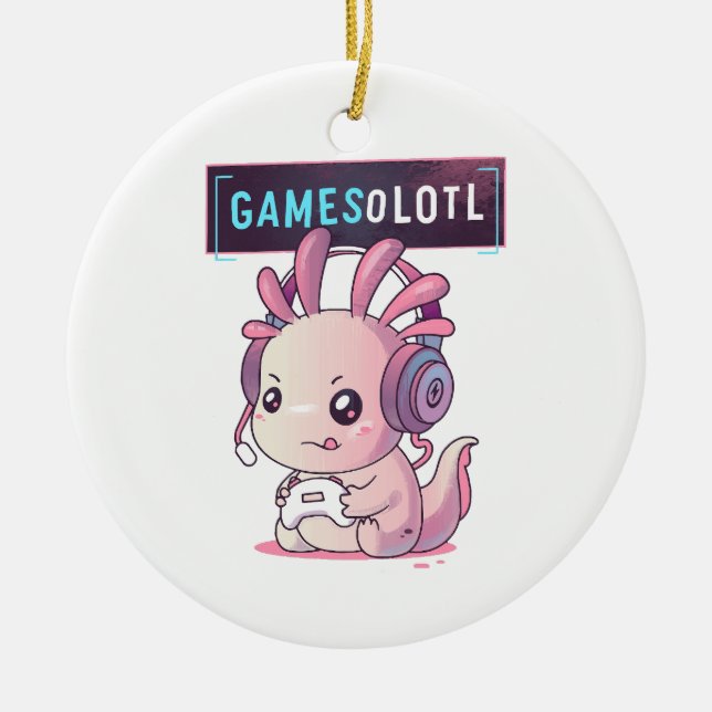 Adorno De Cerámica Gamesolotl - Axolotl Gamer (Frente)