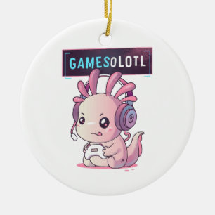 Adorno De Cerámica Gamesolotl - Axolotl Jugador