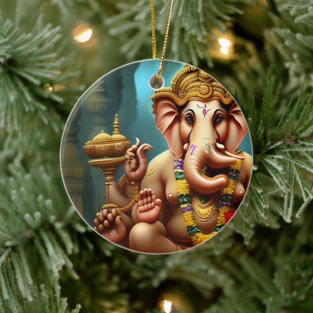 Adorno De Cerámica Ganesh se toma un selfie (Árbol)