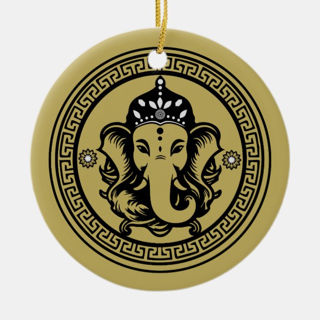 Adorno De Cerámica Ganesha Themed Hindu Art Print (Frente)