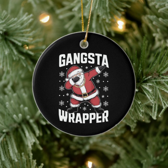 Adorno De Cerámica Gangsta Wrapper Funny Dabbing Santa Navidades (Árbol)