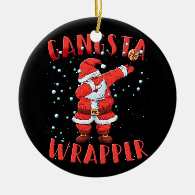 Adorno De Cerámica Gangsta Wrapper Funny Dabbing Santa Navidades (Frente)