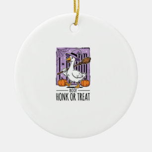 Adorno De Cerámica Ganso de Bruja de Halloween Honk o Tratar