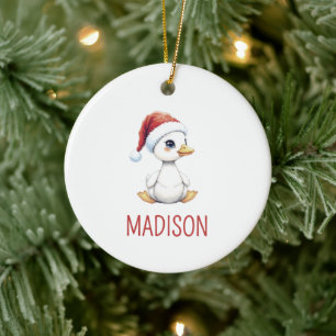 Adorno De Cerámica Ganso Pato de Navidad Personalizado Acuarela