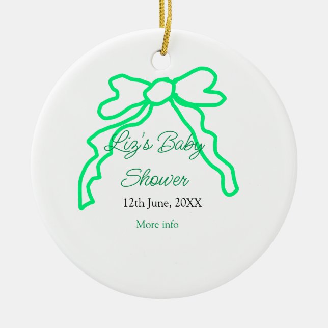 Adorno De Cerámica Garabato verde de la ducha bebé añadir nombre de l (Frente)