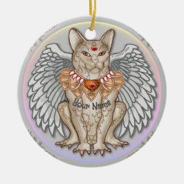 Adorno De Cerámica Gargola de gato con joyas