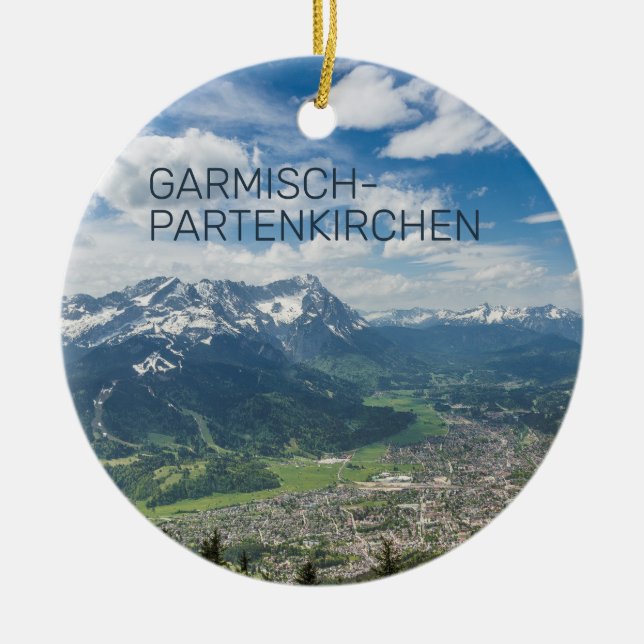 Adorno De Cerámica Garmisch-Partenkirchen Bavaria Alps Panorama Regal (Frente)