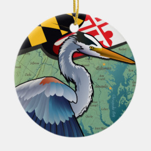 Adorno De Cerámica Garza costera del azul de Maryland