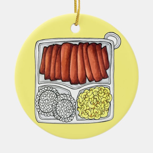 Adorno De Cerámica Gastronomía hawaiana Placa Almuerzo Arroz Macaroni (Frente)