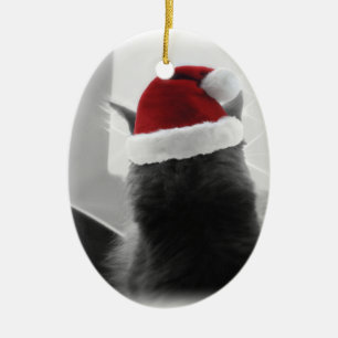 Adorno De Cerámica Gatito adorable del navidad