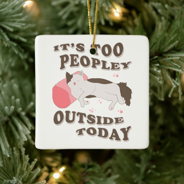 Adorno De Cerámica Gatito antisocial (Árbol)