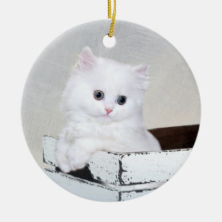 Adorno De Cerámica Gatito blanco persa