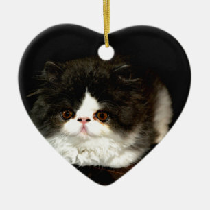 Adorno De Cerámica Gatito de gatito blanco y negro