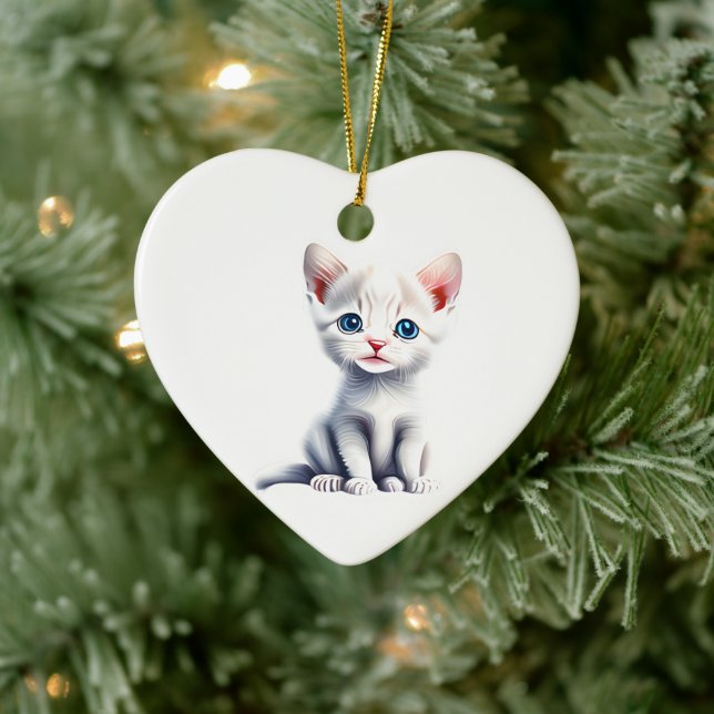 Adorno De Cerámica Gatito de raquetas de nieve personalizado (Árbol)