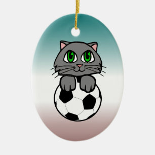 Adorno De Cerámica Gatito del fútbol
