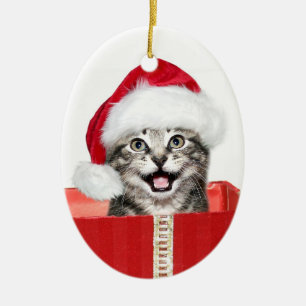 Adorno De Cerámica Gatito del navidad