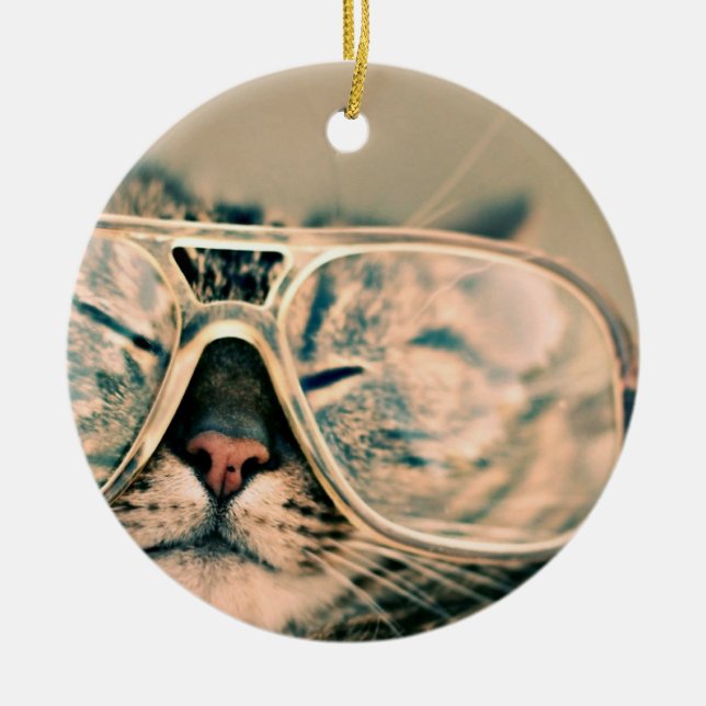 Adorno De Cerámica Gatito fresco en vidrios de gran tamaño (Frente)