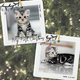 Adorno De Cerámica Gatito Mi Primera Foto de Mascota de Navidad
