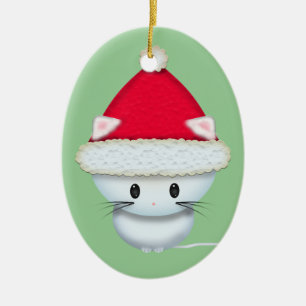 Adorno De Cerámica Gatito Navideño Adorable