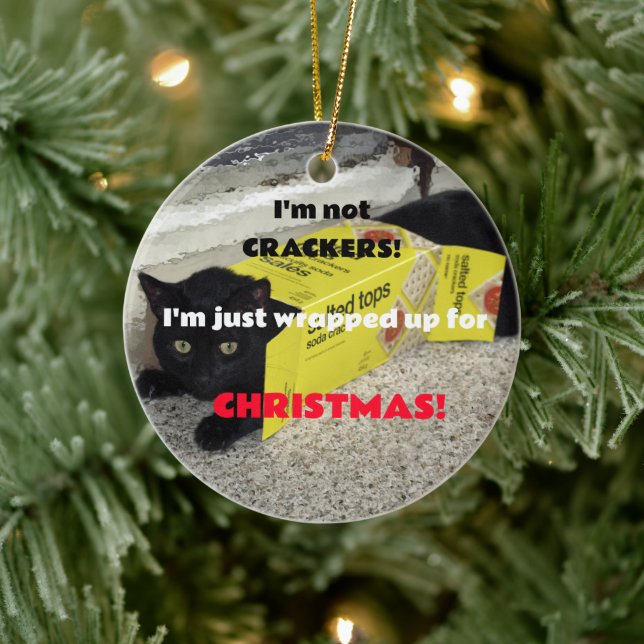 Adorno De Cerámica Gatito negro lindo (Árbol)