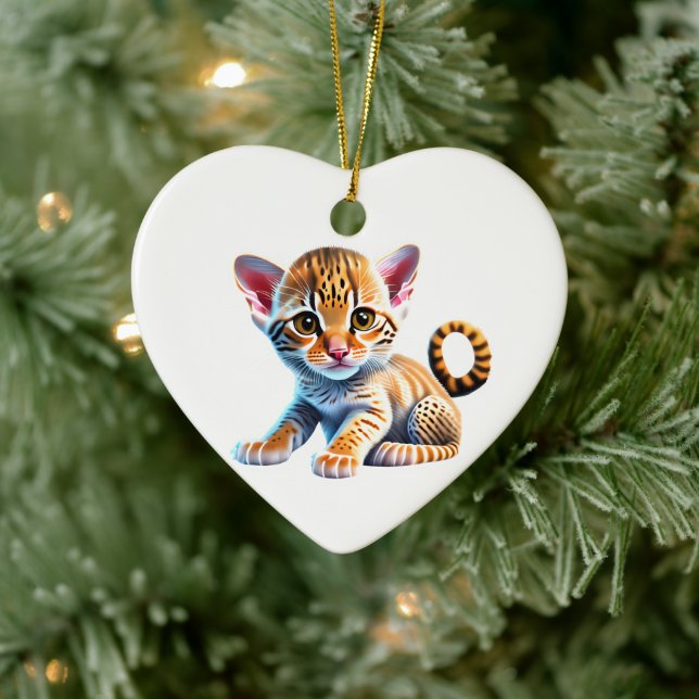 Adorno De Cerámica Gatito Ocicat Personalizado (Árbol)