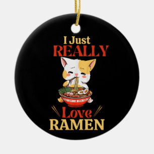 Adorno De Cerámica Gatito Realmente Ama Ramen