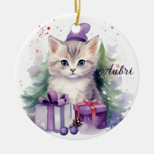 Adorno De Cerámica Gatitos Navidades con Navidades de regalos