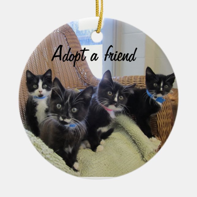 Adorno De Cerámica Gatitos negros y blancos (Frente)