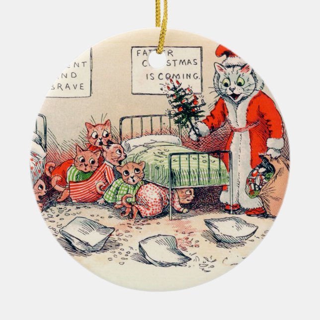 Adorno De Cerámica Gatitos y Santa Gato, Louis Wain (Frente)