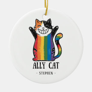 Adorno De Cerámica Gato aliado - Gato arcoiris Orgullo LGBTQ (2)