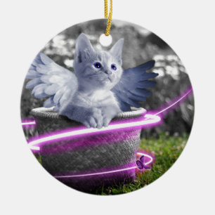 Adorno De Cerámica gato ángel
