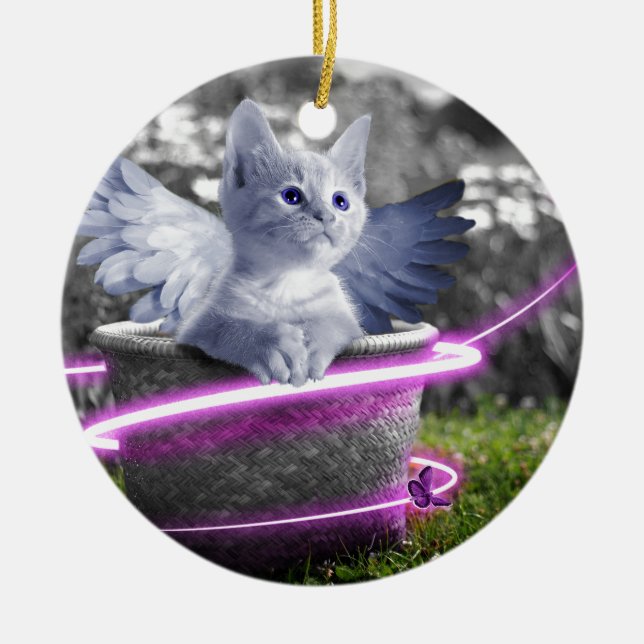 Adorno De Cerámica gato ángel (Frente)