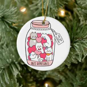 Adorno De Cerámica Gato antidepresivo divertido regalo para el amante
