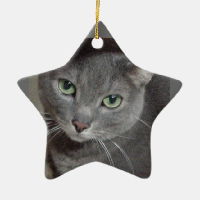 Adorno De Cerámica Gato azul de Rusia (Frente)