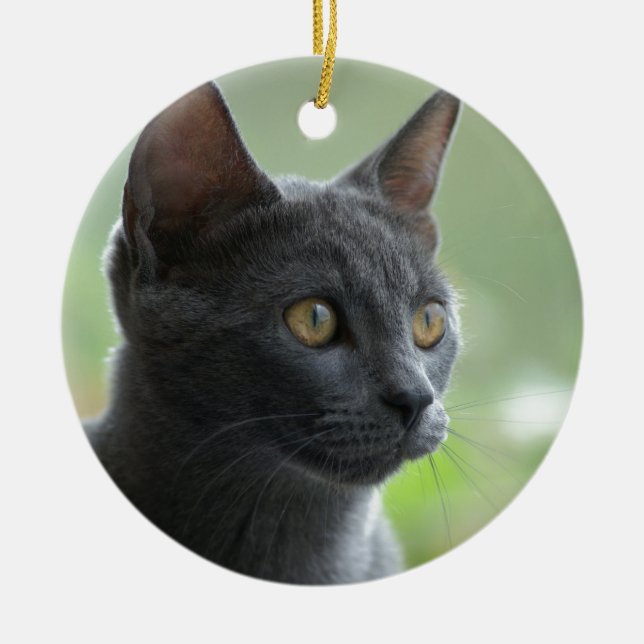 Adorno De Cerámica Gato azul ruso (Frente)