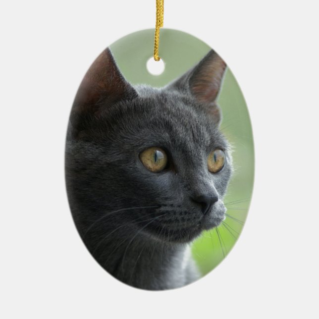 Adorno De Cerámica Gato azul ruso (Frente)