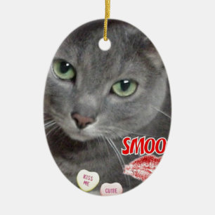 Adorno De Cerámica Gato azul ruso de San Valentín