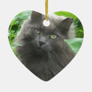 Adorno De Cerámica Gato azul ruso gris largo