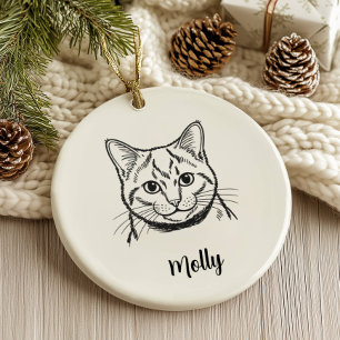 Adorno De Cerámica Gato Azul Ruso Personalizado de Navidad