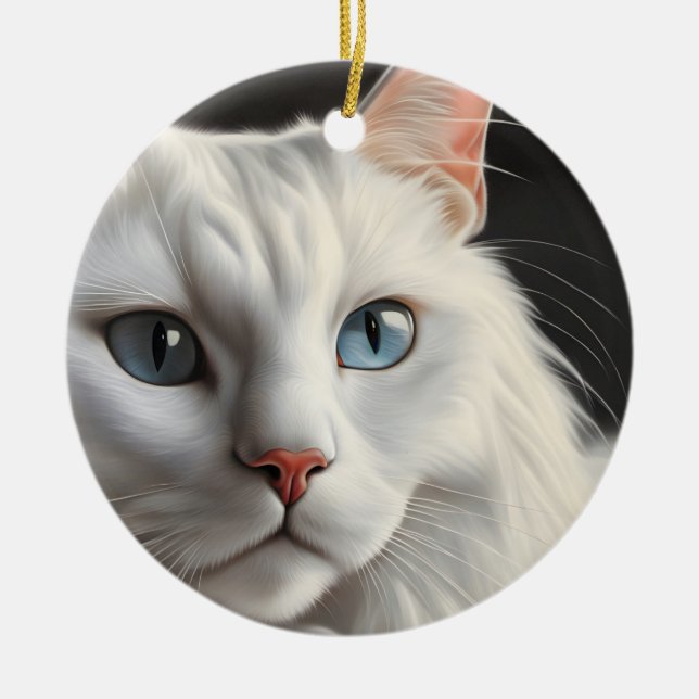 Adorno De Cerámica Gato blanco (Frente)