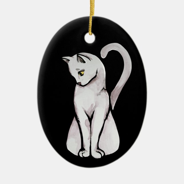 Adorno De Cerámica Gato blanco lindo (Frente)