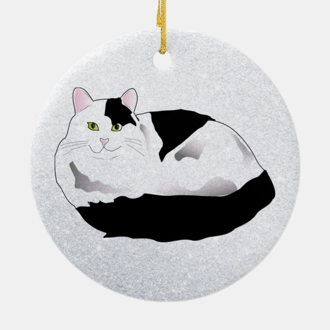 Adorno De Cerámica gato blanco y negro (Atrás)