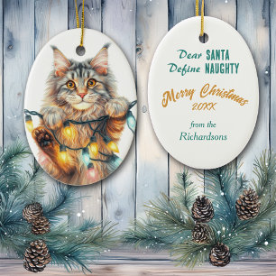 Adorno De Cerámica Gato colgante gracioso define Navidades traviesos