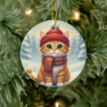 Gato con Bufanda de Invierno Gato de Navidad con B