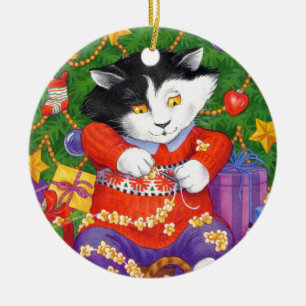Adorno De Cerámica Gato de árbol de Navidad
