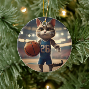 Adorno De Cerámica Gato de baloncesto,