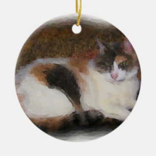 Adorno De Cerámica Gato de calicó