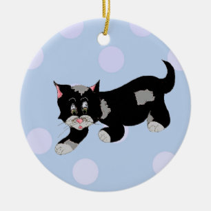 Adorno De Cerámica Gato de Dibujos Animados Astuto